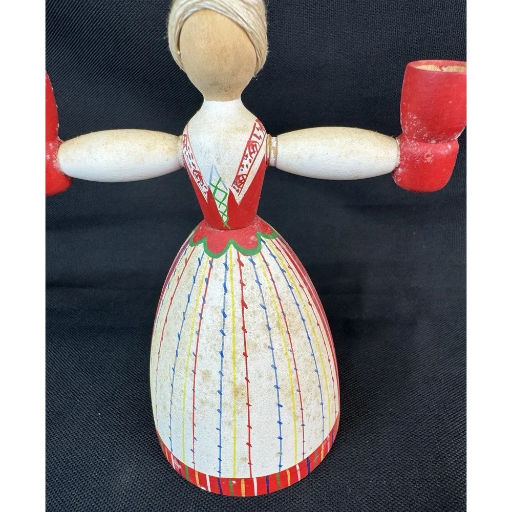 Vintage Swedish Candlestick Holder  Helmslojden Boras Sweden Hand Painted